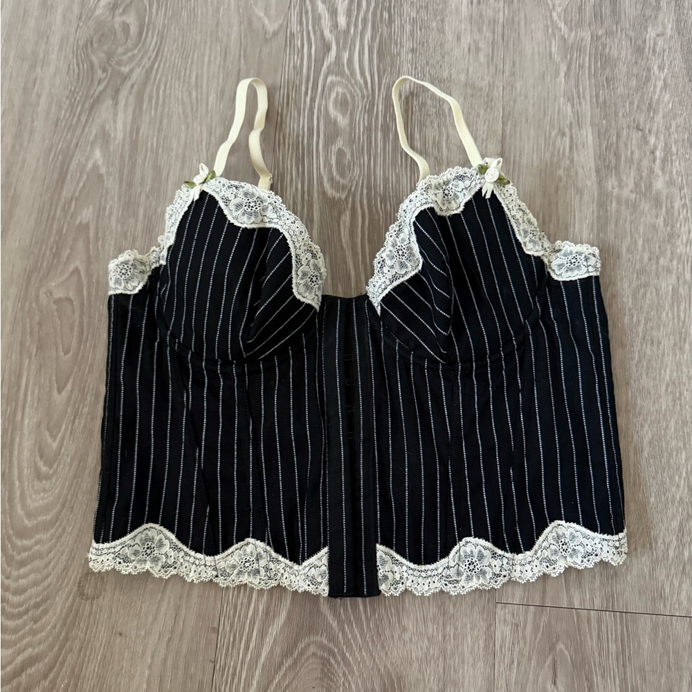 Urban Outfitters Black and White Lace Corset Top